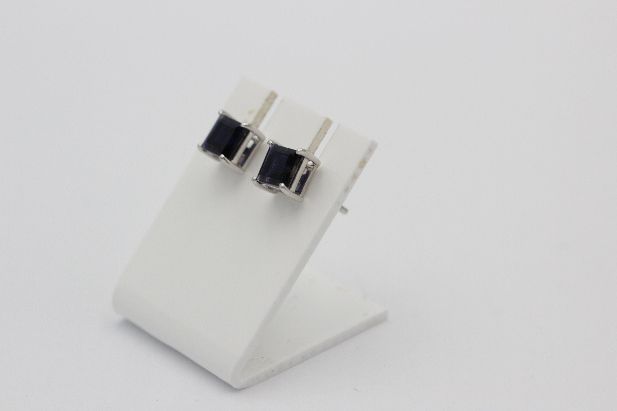 2,0 Carat Iolith  Ohrstecker 925 Silber Wassersaphir  Edelsteinschmuck Top