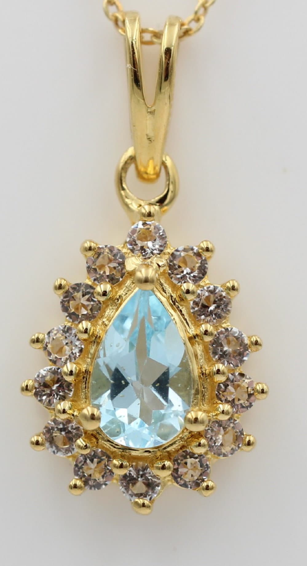 Edler 1,1 Carat Blautopas Weißtopas Anhänger 925 Silber  Topas