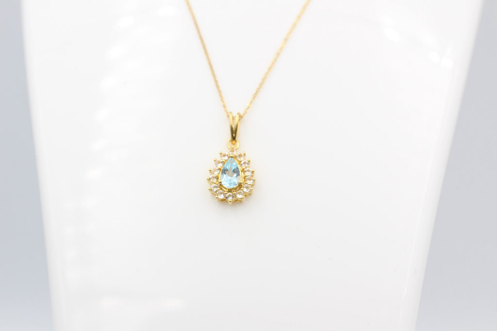 Edler 1,1 Carat Blautopas Weißtopas Anhänger 925 Silber  Topas