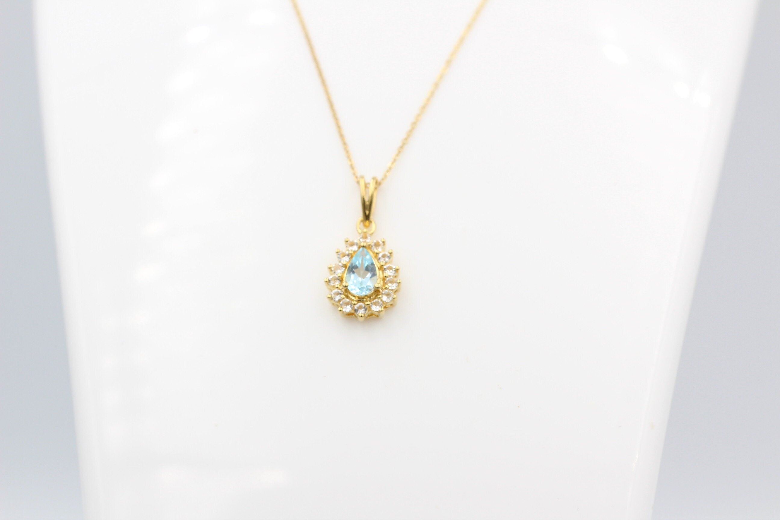 Edler 1,1 Carat Blautopas Weißtopas Anhänger 925 Silber  Topas