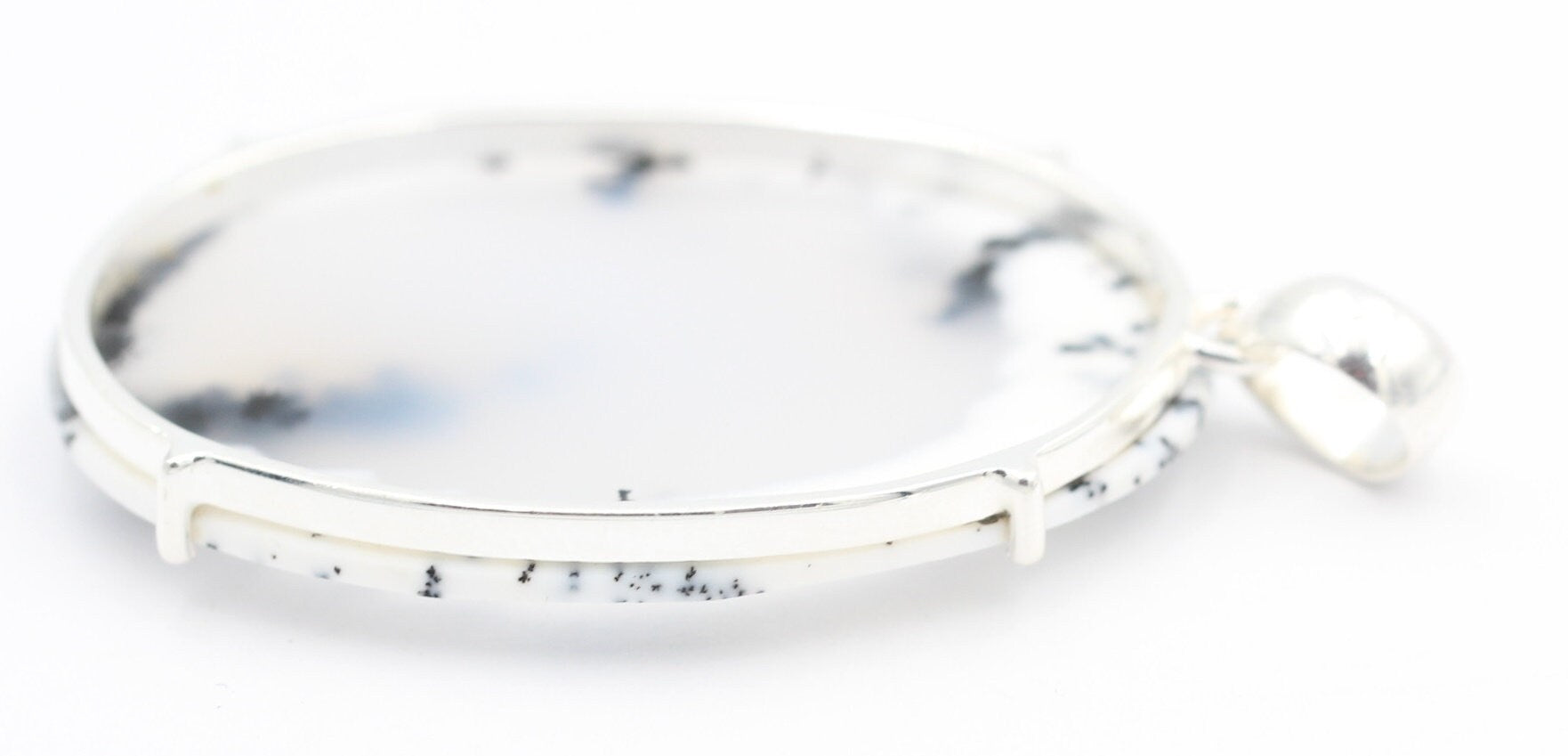 57 Carat Dendrite Opal Anhänger 925  Sterling Sillber Collier Kette Achatart