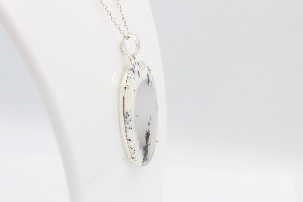 57 Carat Dendrite Opal Anhänger 925  Sterling Sillber Collier Kette Achatart