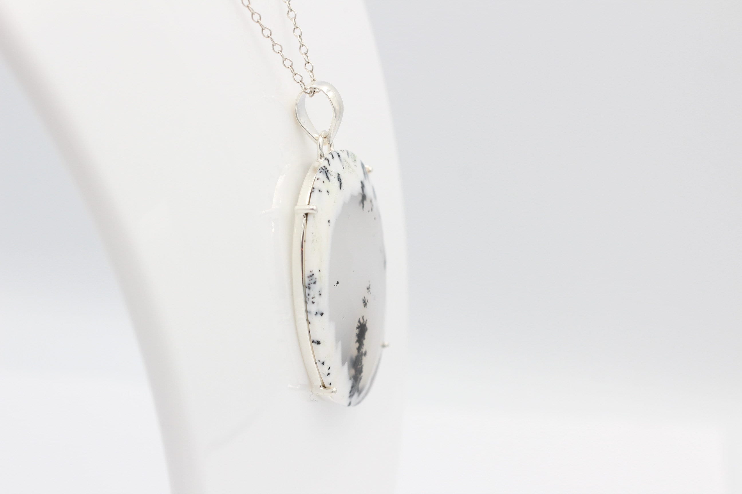 57 Carat Dendrite Opal Anhänger 925  Sterling Sillber Collier Kette Achatart