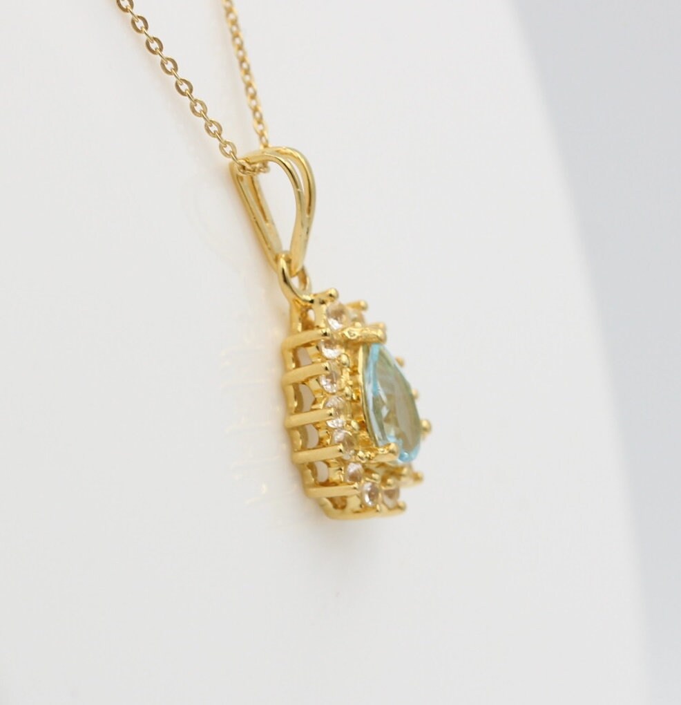 Edler 1,1 Carat Blautopas Weißtopas Anhänger 925 Silber  Topas