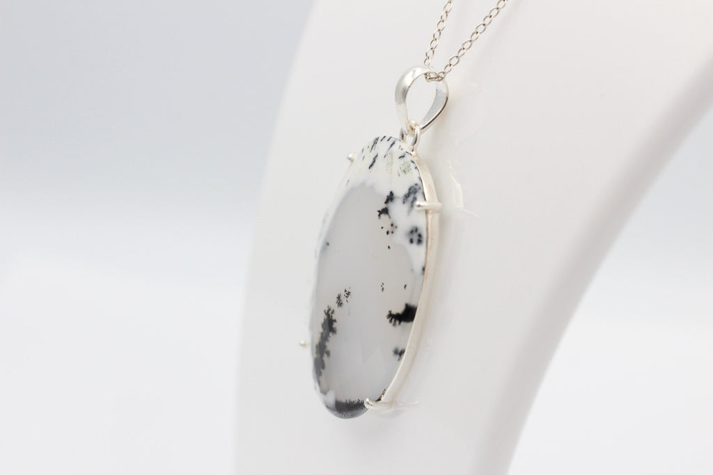 57 Carat Dendrite Opal Anhänger 925  Sterling Sillber Collier Kette Achatart