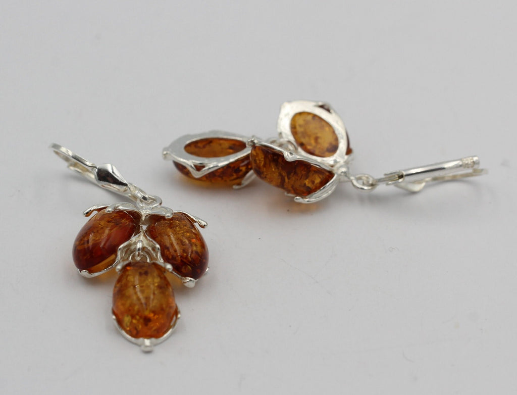 Edle Bernstein Ohrhanger 925 Silber Ohrschmuck aus Bernstein aus Litauen Top