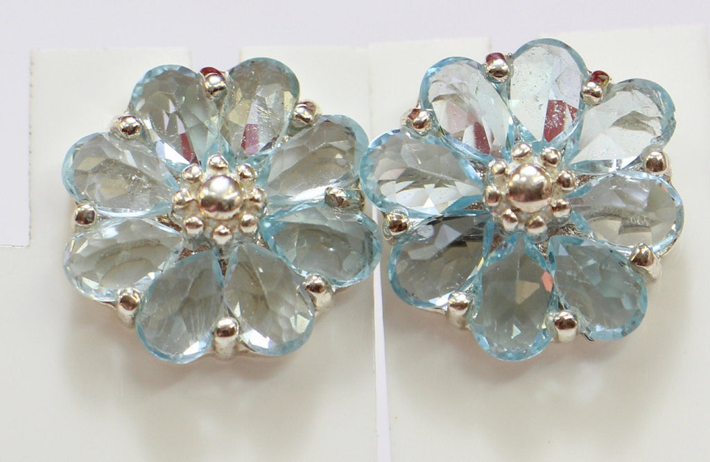 Edler 2,9 Carat Blautopas Ohrstecker Blumenohrstecker 925 Silber Edelsteinschmuck
