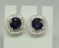 1,5 Carat Iolith Ohrstecker mit Zirkonia 925 Silber Ohrring Ohrschmuck Wassersaphir