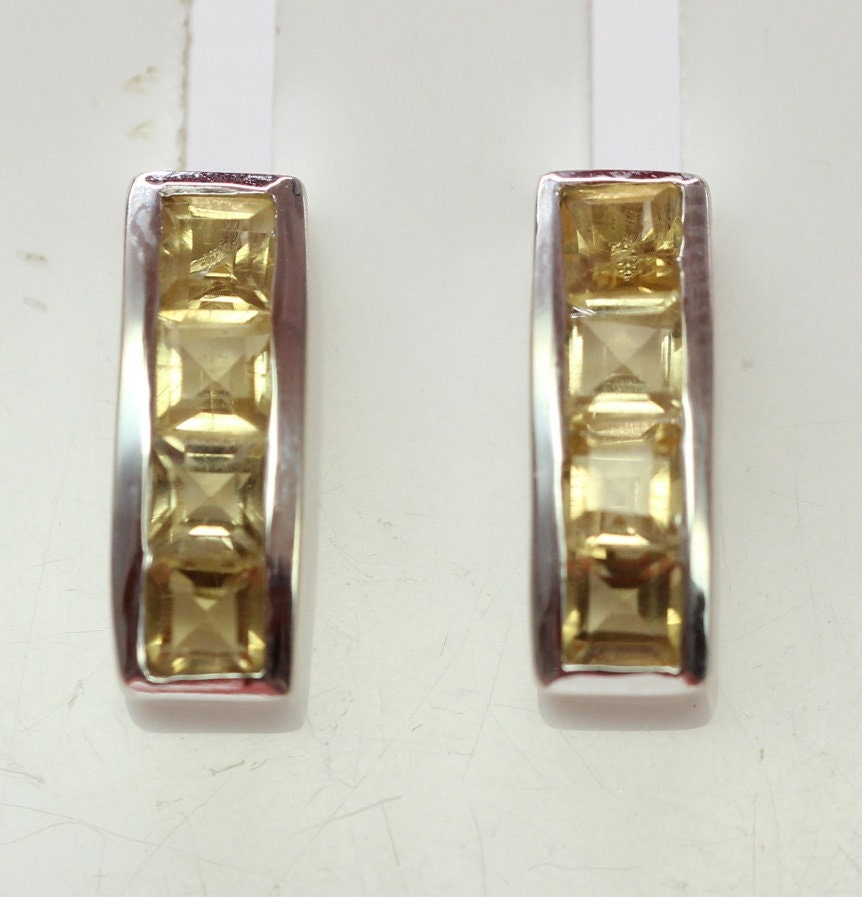 Edler 0,6 Carat Citrin Ohrstecker 925 Silber Ohrring gelber Edelstein Ohrschmuck