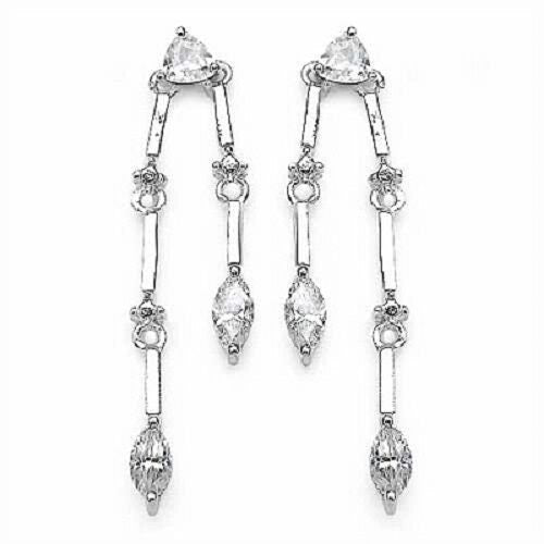 Edle 1,90 Carat Cubic Zirkonia Ohrhanger / Stecker, 925 Silber, Rhodiniert