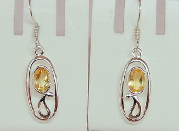 Edle 0,8 Carat echte Citrin Ohrhanger 925 Silber Ohrschmuck Ohrring Edelstienschmuck