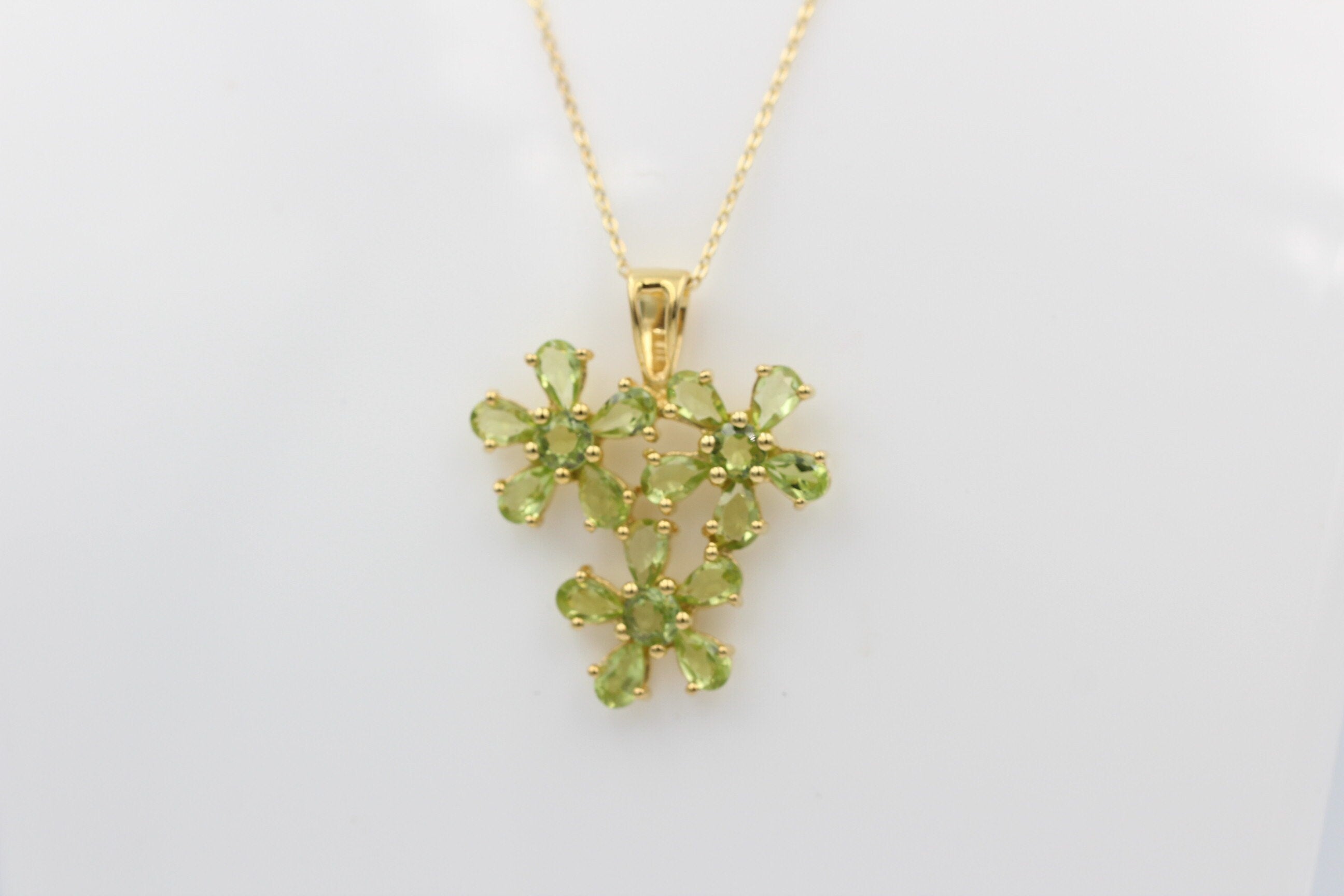 Edler 4,2 Carat Peridot Anhänger 925 Silber Collier Kette Olivin Schmuck Top