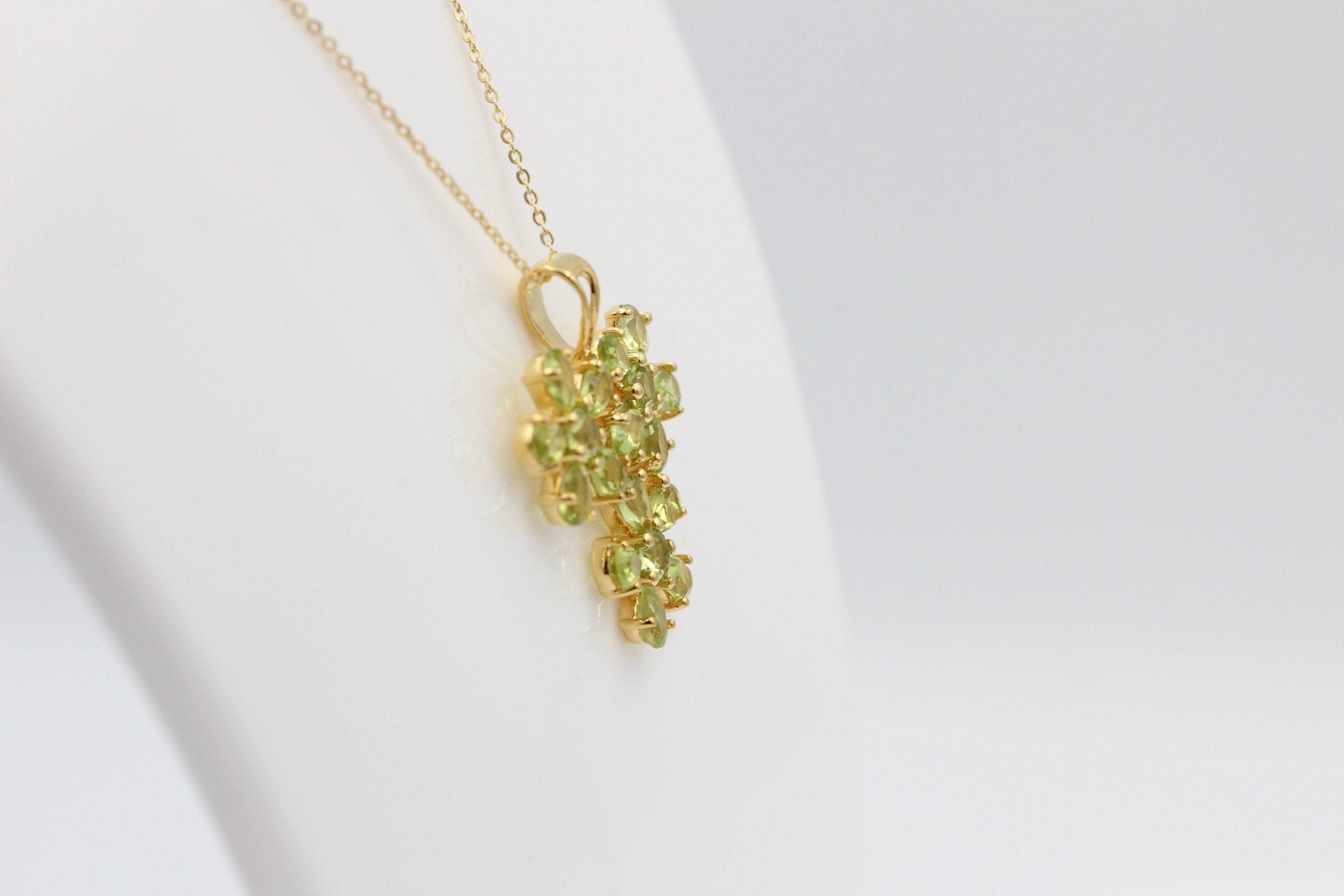Edler 4,2 Carat Peridot Anhänger 925 Silber Collier Kette Olivin Schmuck Top