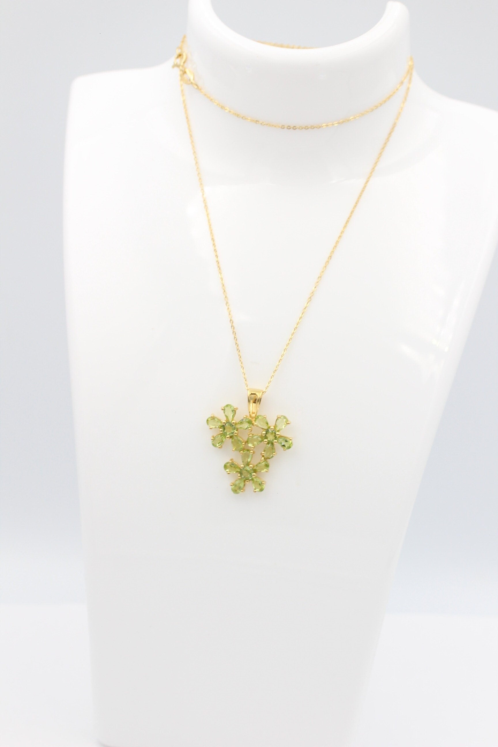 Edler 4,2 Carat Peridot Anhänger 925 Silber Collier Kette Olivin Schmuck Top
