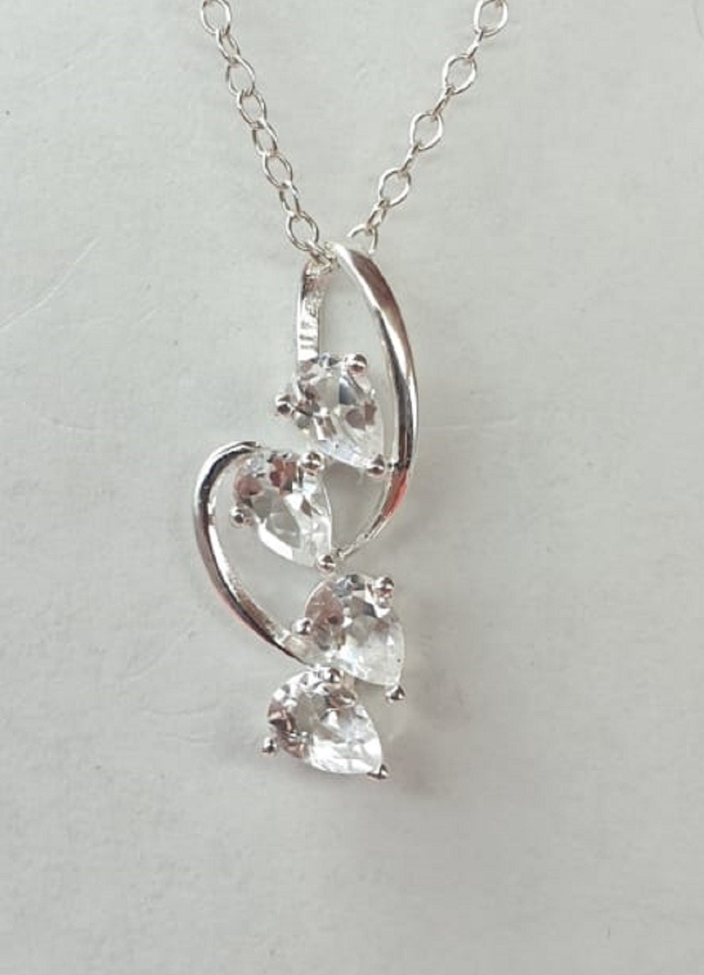 Edler 1,7 Carat edler weisstopas Anhanger 925 Silber weisser Topas Colier Kette