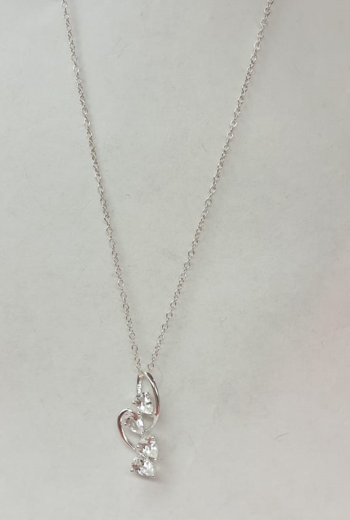 Edler 1,7 Carat edler weisstopas Anhanger 925 Silber weisser Topas Colier Kette