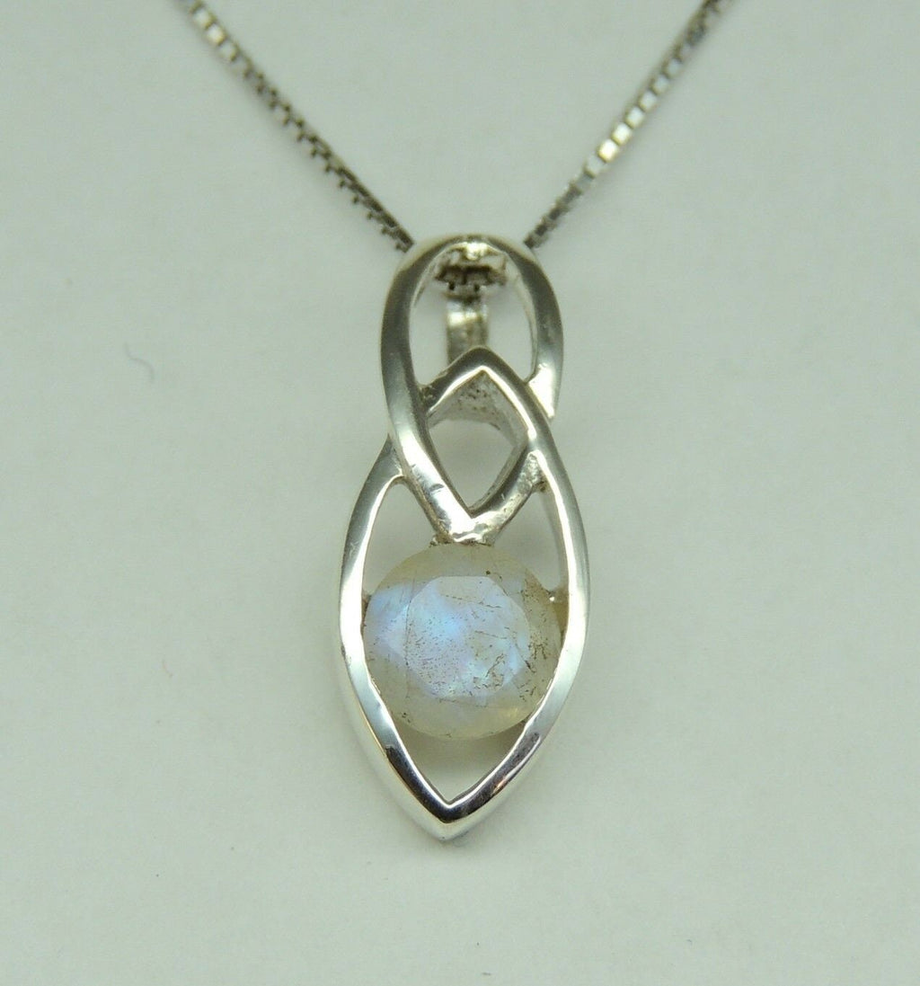 Edler 0,5 Carat Mondlichttopas Anhanger 925 Silber Collier Kette Topas