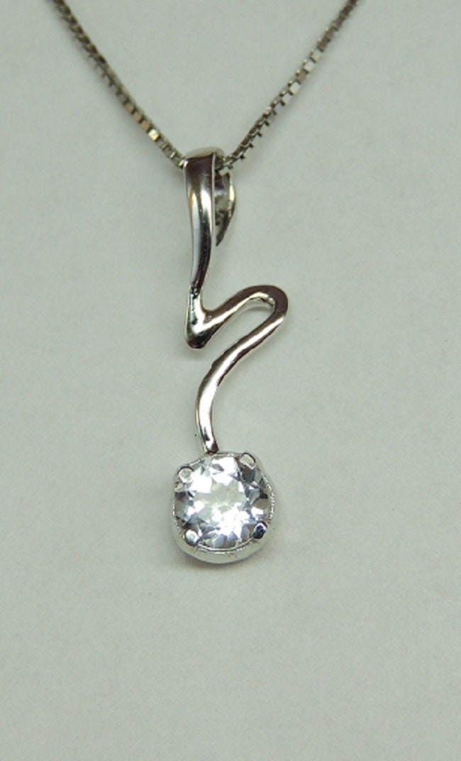Edler 0,40 Carat weisstopas Anhanger 925 Silber Collier Kette weisser Topas