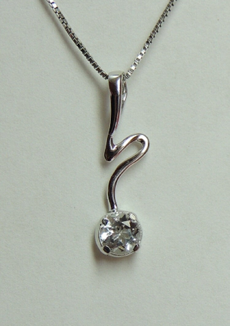 Edler 0,40 Carat weisstopas Anhanger 925 Silber Collier Kette weisser Topas