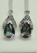 Edle 3 Carat Mystic Topas Ohrstecker, Ohrring, 925 Silber Mystiktopas Top Edel