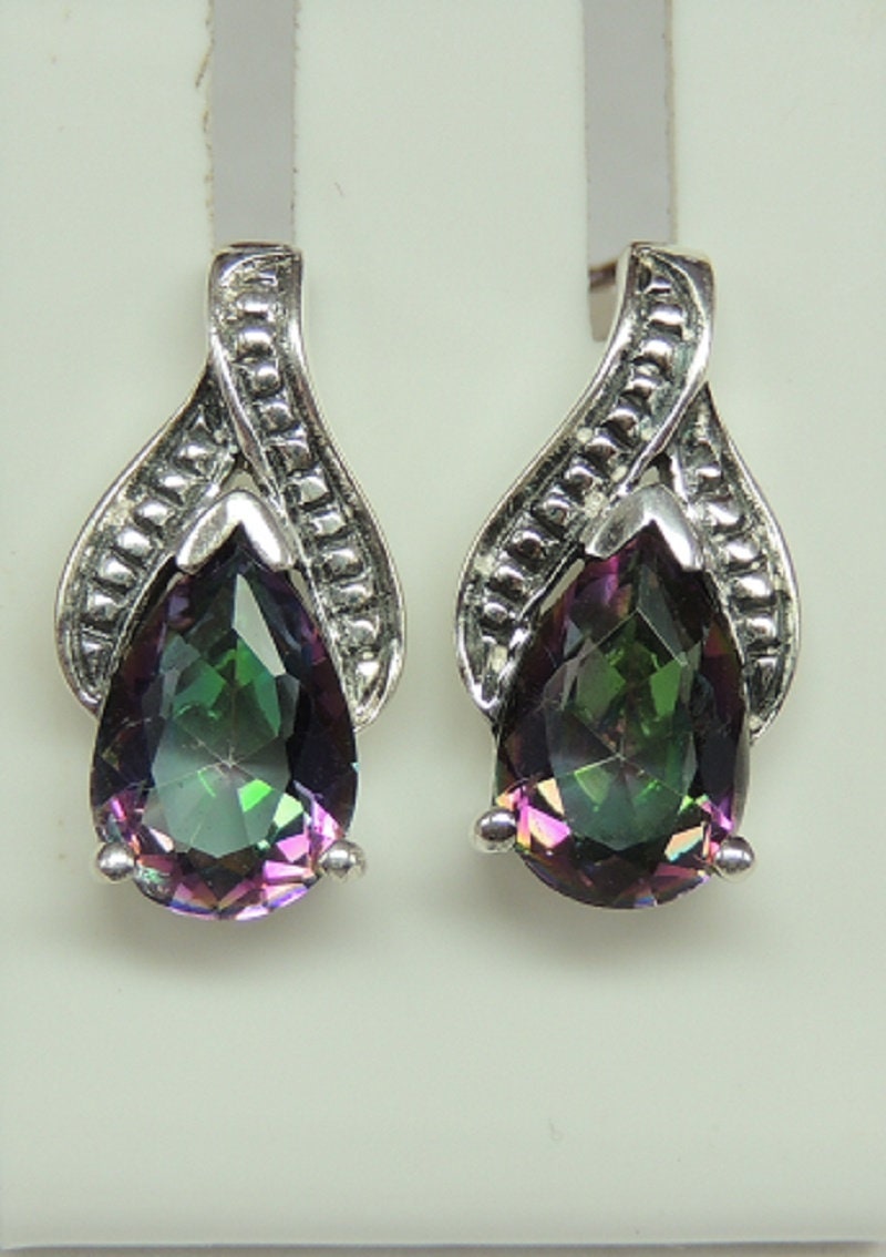 Edle 3 Carat Mystic Topas Ohrstecker, Ohrring, 925 Silber Mystiktopas Top Edel