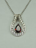 Edle 1,10 Carat Granat weisstopas Anhanger 925 Silber Collier Kette ein Traum