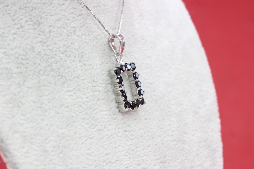 Edler 2,05 Carat schwarzer Spinell Anhanger 925 Silber Collier Kette schwarzer Edelstein
