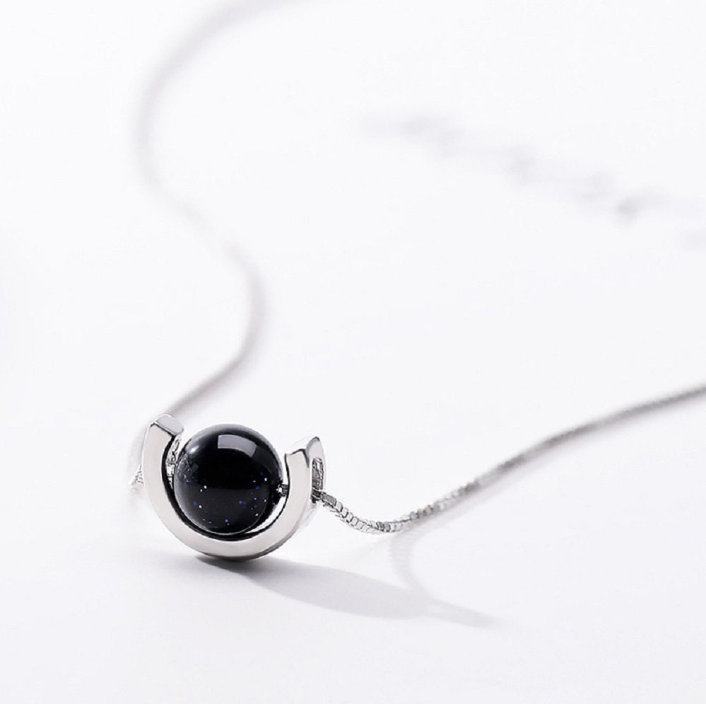 Collier mit Stein versilbert 45 cm mit Verlangerung bis zu 52 cm Sonderposten