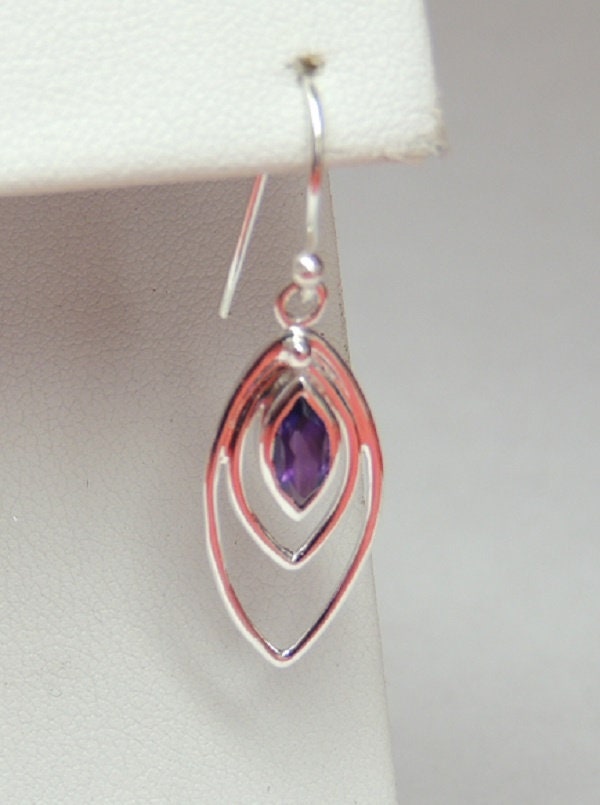 Edle 1,7 Carat Amethyst Ohrhanger 925 Silber Ohrschmuck violetter Edelstein Top