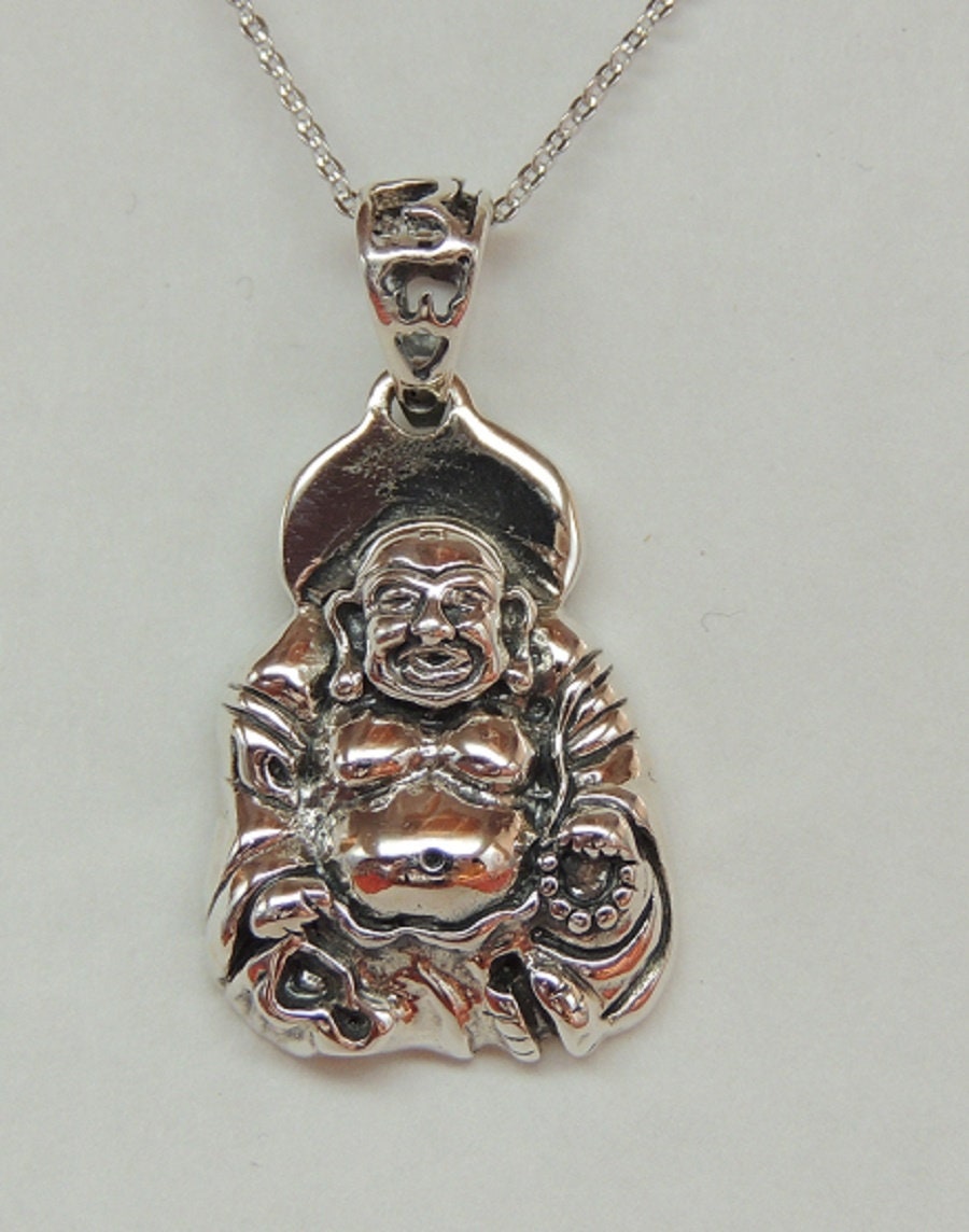Buddha Anhanger 925 Silber Collier Kette.. Silberbuddha  1,6 x 1,5 cm