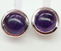 Edle 4,59 Carat Amethyst Ohrstecker 925 Silber Ohrschmuck Ohring Cabochon Unisex