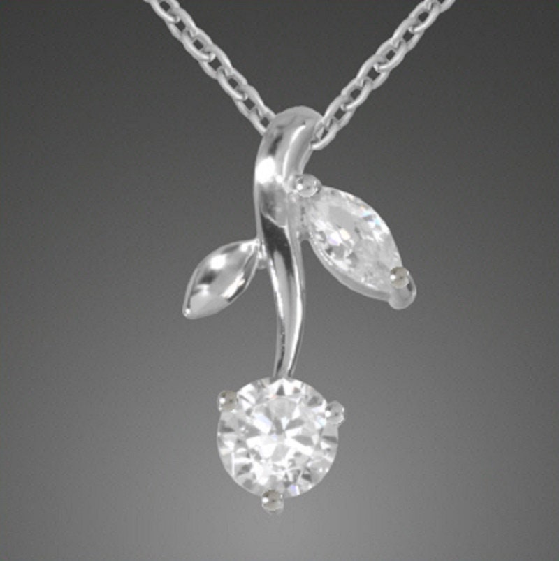 Blumen Anhanger 925 Sterling Silber mit Zirkonia Anhanger Blume Top Edel