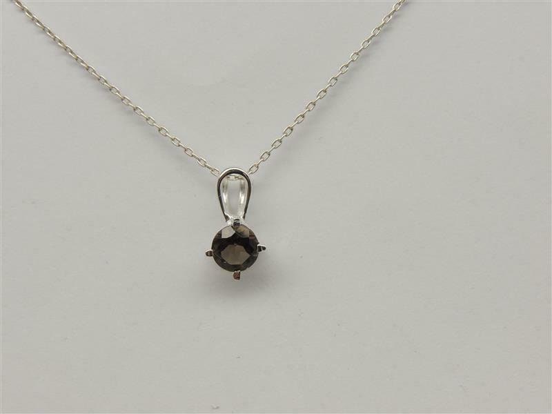 Edler 0,50 Carat Rauchquarz Anhanger 925 Silber Kette Collier Rauchtopas Topas
