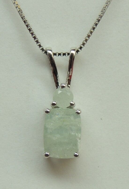 Edler 1,61 Carat Milch Aquarmin Anhanger 925 Silber Collier Kette