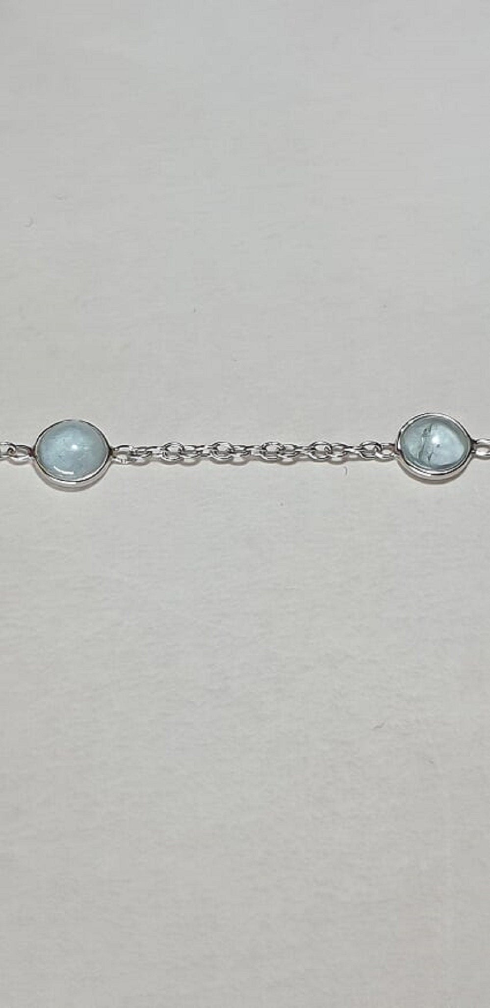 6,8 Carat Blautopas Cabochon Armband 925 Silber himmelblauesTopas Armband