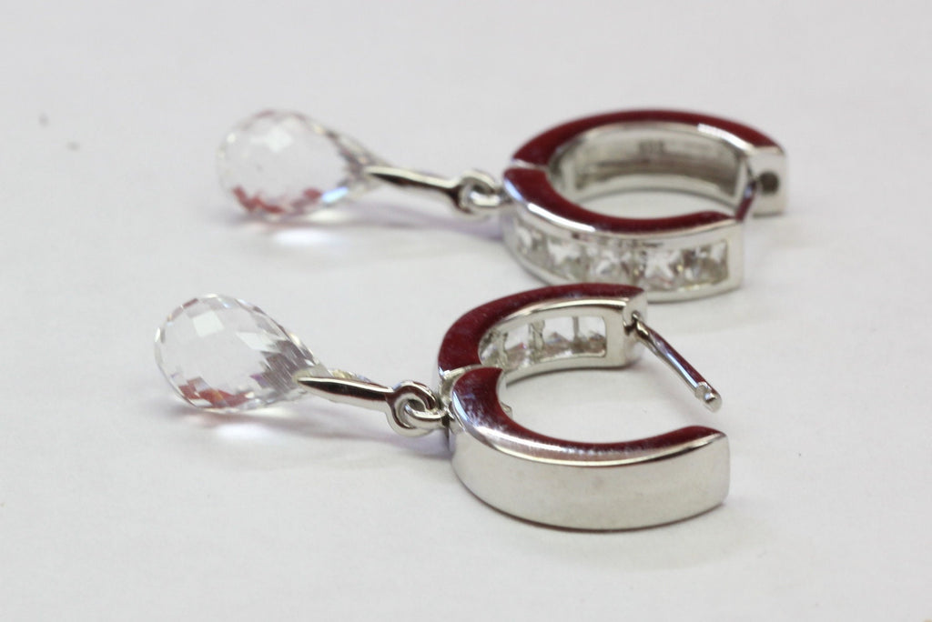 Edle 4,3 Carat weisstopas Creolen top Edel 925 Silber weisser Topas Edelsteinschmuck