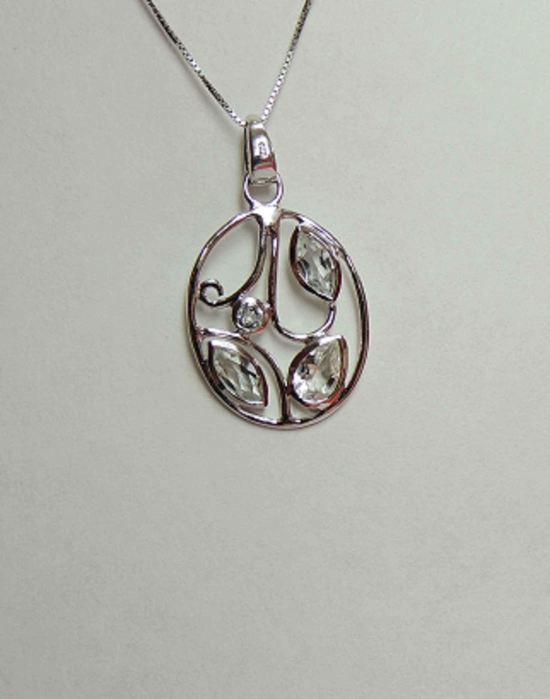 Edler 1,90 Carat weisstopas Anhanger Collier Kette weisser Topas Edelstein.925 Silber