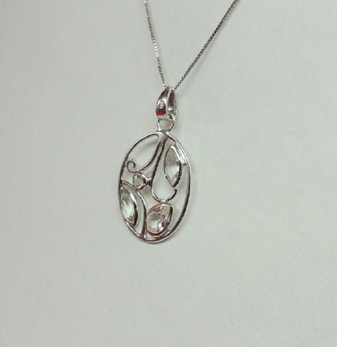Edler 1,90 Carat weisstopas Anhanger Collier Kette weisser Topas Edelstein.925 Silber