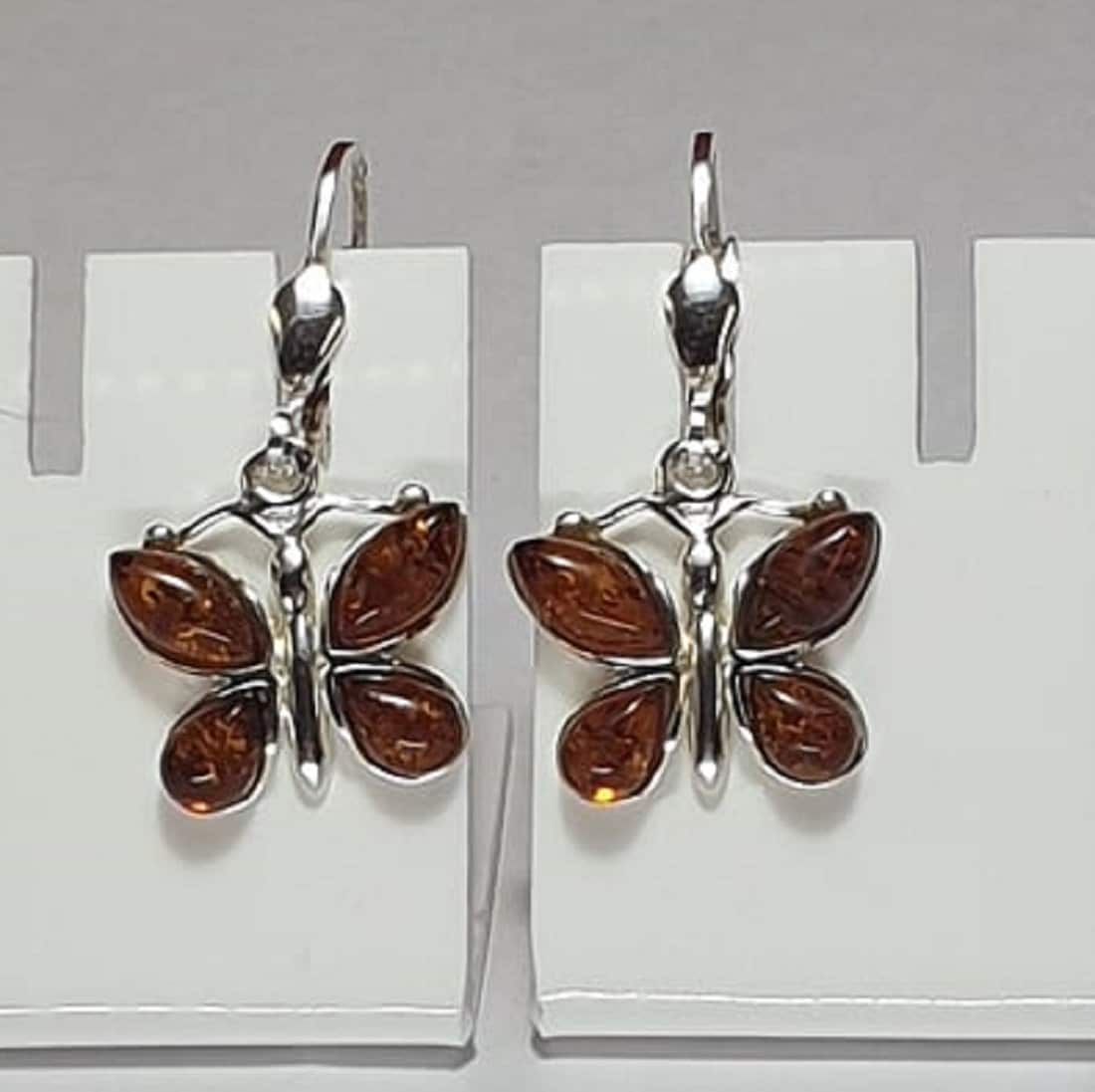 Edle Bernstein Schmetterlings Ohrhanger 925 Silber echter Bernstein aus Litauen