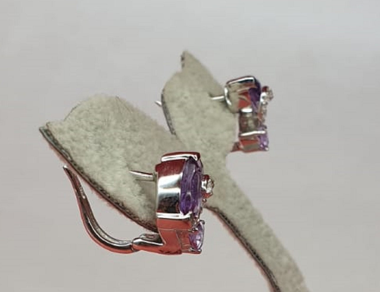 Edle 3,0 Carat Amethyst weisstopas Ohrshanger 925 Silber Ohrschmuck violletter Edelstein