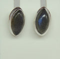 Edle 1.9 Carat Cabochon Labradorit Ohrstecker 925 Silber Unisex irrisierender Edelstein