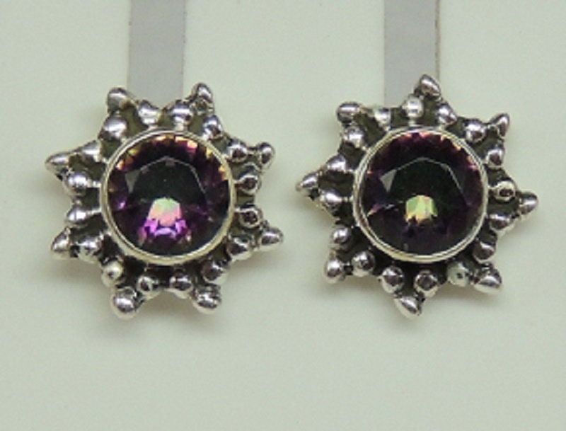 Edler 0,95 Carat Mystik Topas Ohrstecker 925 Silber Ohrring Ohrschmuck