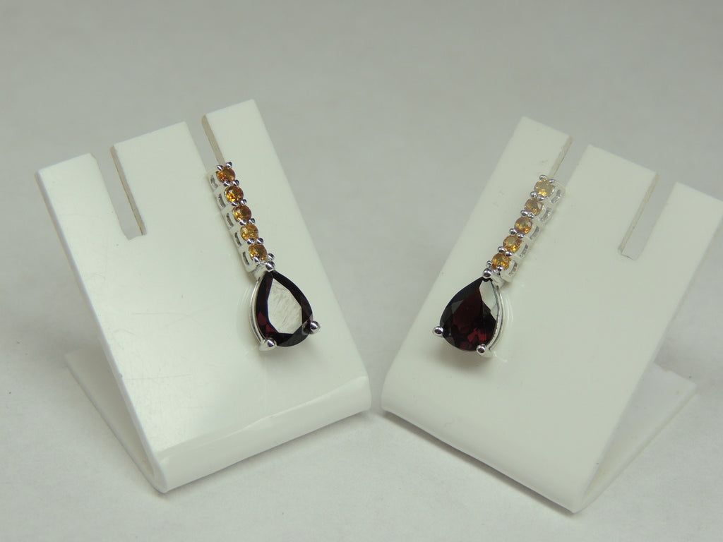 Edle 2,65 Carat Granat Citrin Ohrstecker 925 Silber blutroter Granat ein Traum