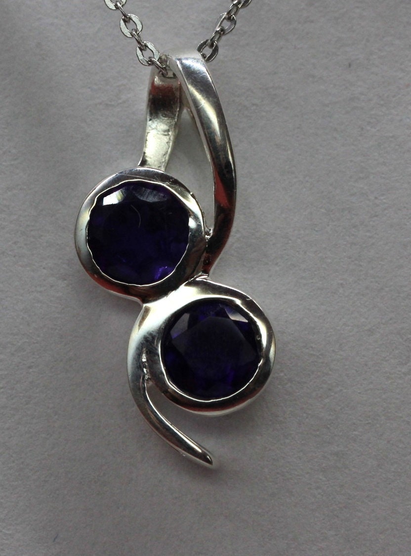 Edler 1,15 Carat Amethyst Anhanger 925 Silber Collier Kette violetter Edelstein