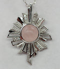 Edler 2,1 Carat Rosenquarz Anhanger 925 Silber Collier Kette Edelsteinanhanger