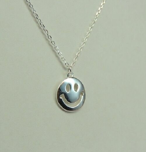 Anhanger Collier lachelndes Gesicht 925 Silber Kette Top