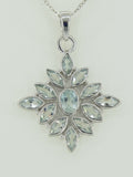 3,7 Carat Blautopas Anhanger 925 Silber Collier Kette sky blue Topas  Topf Edel