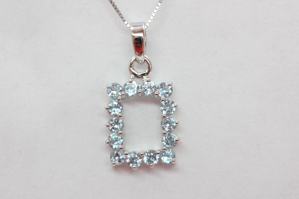 Edler 2,0 Carat Blautopasl Anhanger 925 Silber Collier Kette sky blut topas Top