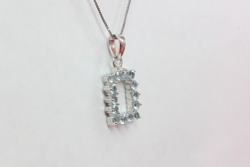 Edler 2,0 Carat Blautopasl Anhanger 925 Silber Collier Kette sky blut topas Top
