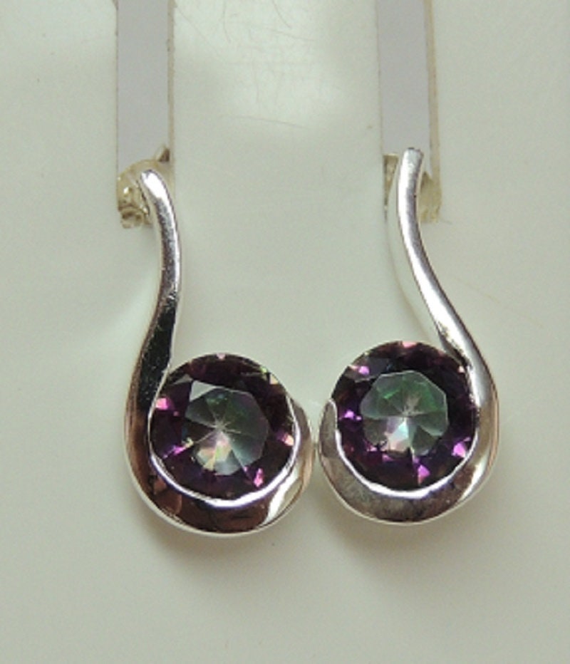 Edle 1,6 Carat Mystic Topas Ohrstecker 925 Silber Ohrring Edelsteinohrstecker